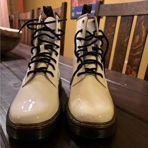 Dr. Marten’s white patent leather boots